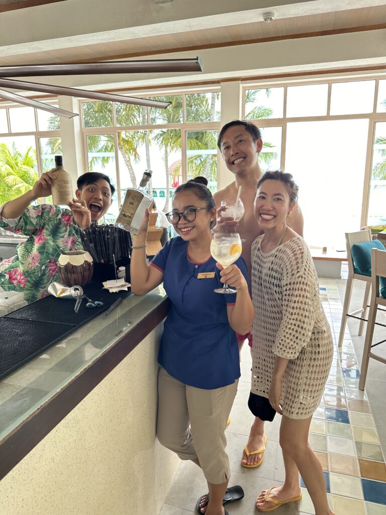 Enjoying a truly all-inclusive experience at Ozen Life Maadhoo, with premium drinks and gourmet dining at your fingertips, offering luxury and convenience in the Maldives. This was a key factor in choosing a Maldives resort for us so we didn't need to worry about all the extra cost.