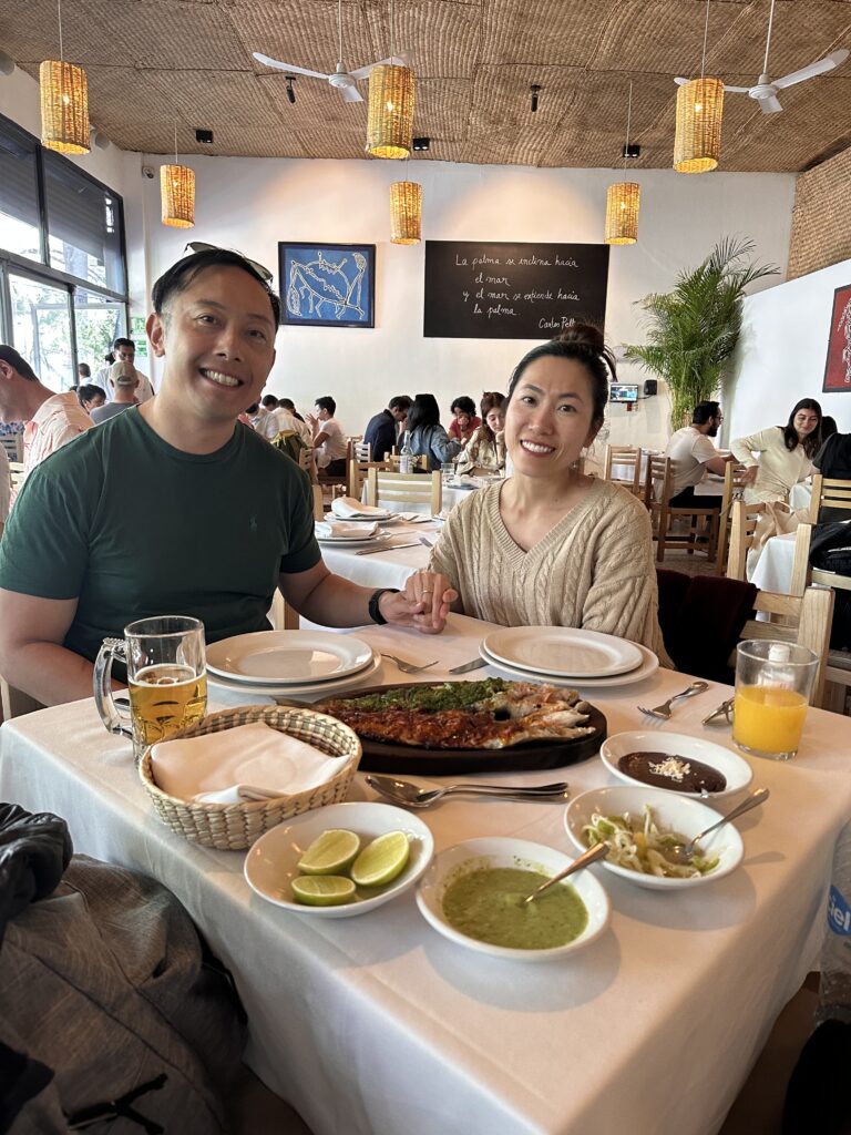 Dining at Contramar – an iconic Mexico City restaurant serving fresh seafood, bold salsas, and unforgettable flavors.