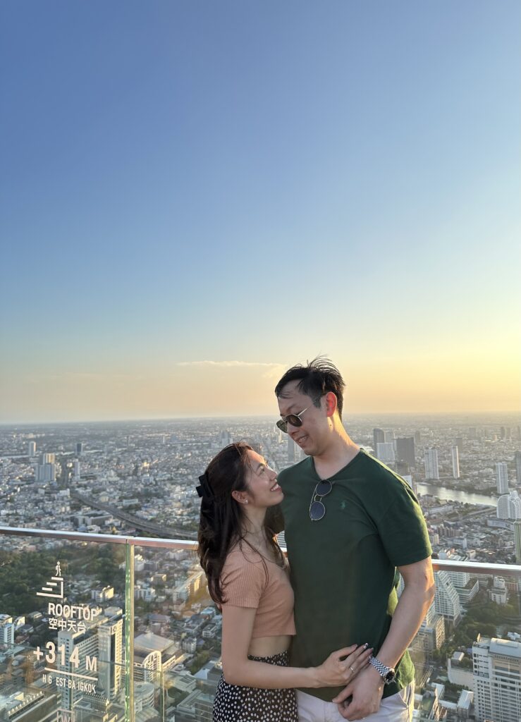 Stunning panoramic views from the Skywalk at Mahanakhon Tower, offering a bird's-eye view of Bangkok's vibrant skyline. One of the top things to do in Bangkok!