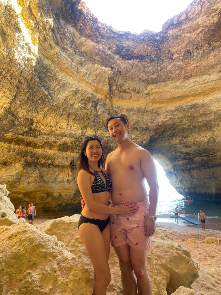 Famous Benagil Cave along the Algarve coast, featuring natural skylight and sea-carved arches
