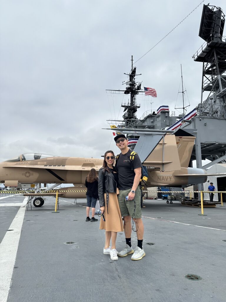 Historic fighter jets displayed on the USS Midway aircraft carrier