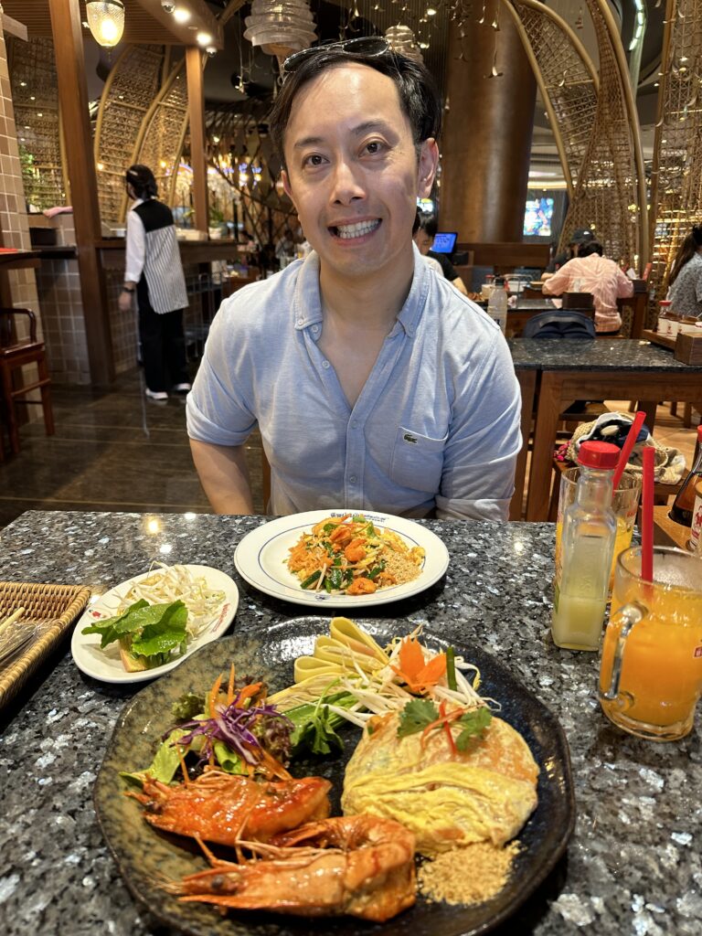 Delicious Pad Thai wrapped in egg from Thipsamai at ICONSIAM, one of Bangkok’s most beloved noodle dishes