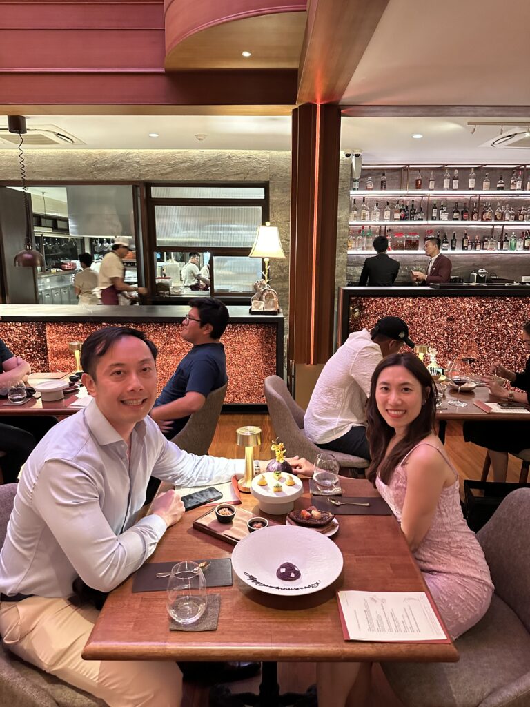 Romantic dinner at Baan Tepa, a two Michelin star fine dining restaurant in Bangkok, showcasing modern Thai cuisine in an intimate setting.
