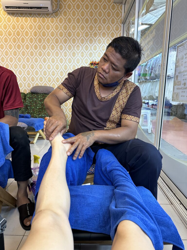 air conditioned foot massage parlour inside Chatuchak Weekend Market - much needed in the heat.