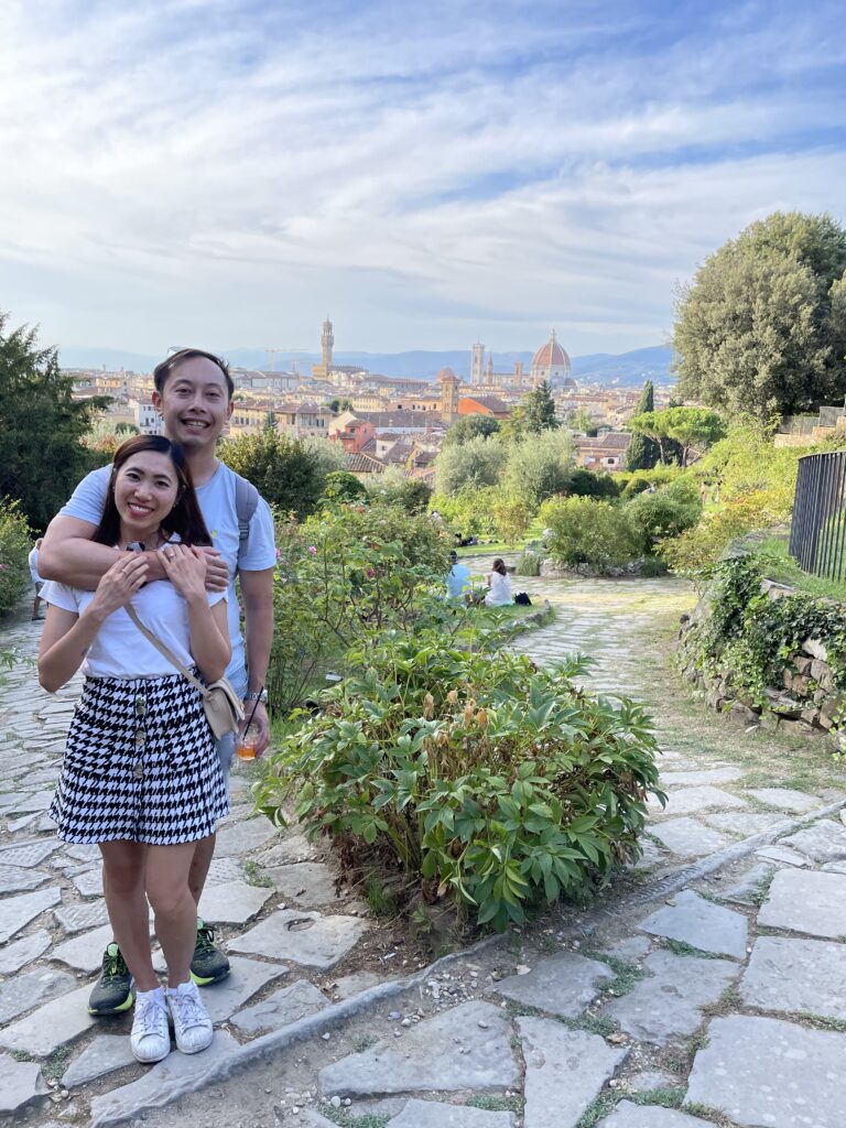 Peaceful walking path through the Giardino delle Rose overlooking Florence