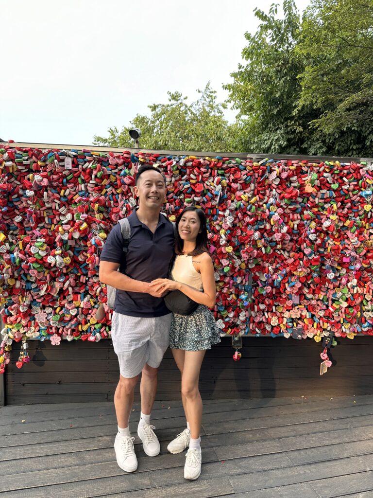 Love locks and N Seoul Tower at Namsan Mountain’s popular viewpoint in the heart of Seoul, South Korea