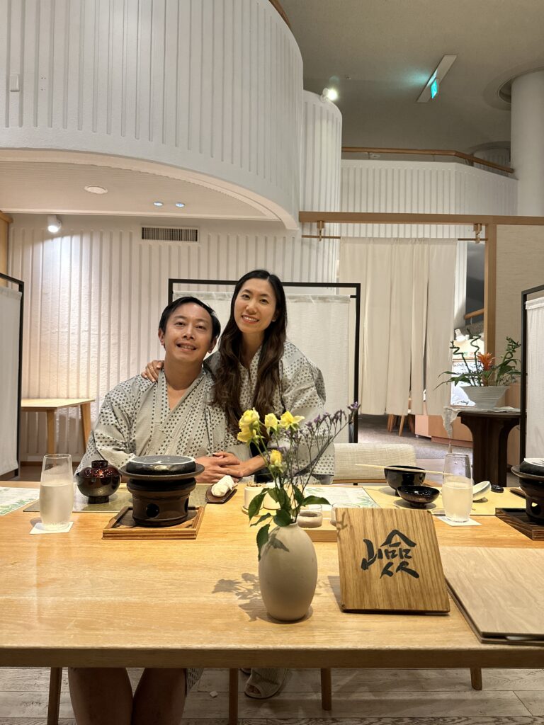 Elegant Japanese kaiseki meal with seasonal dishes served in a private dining room in Hakone