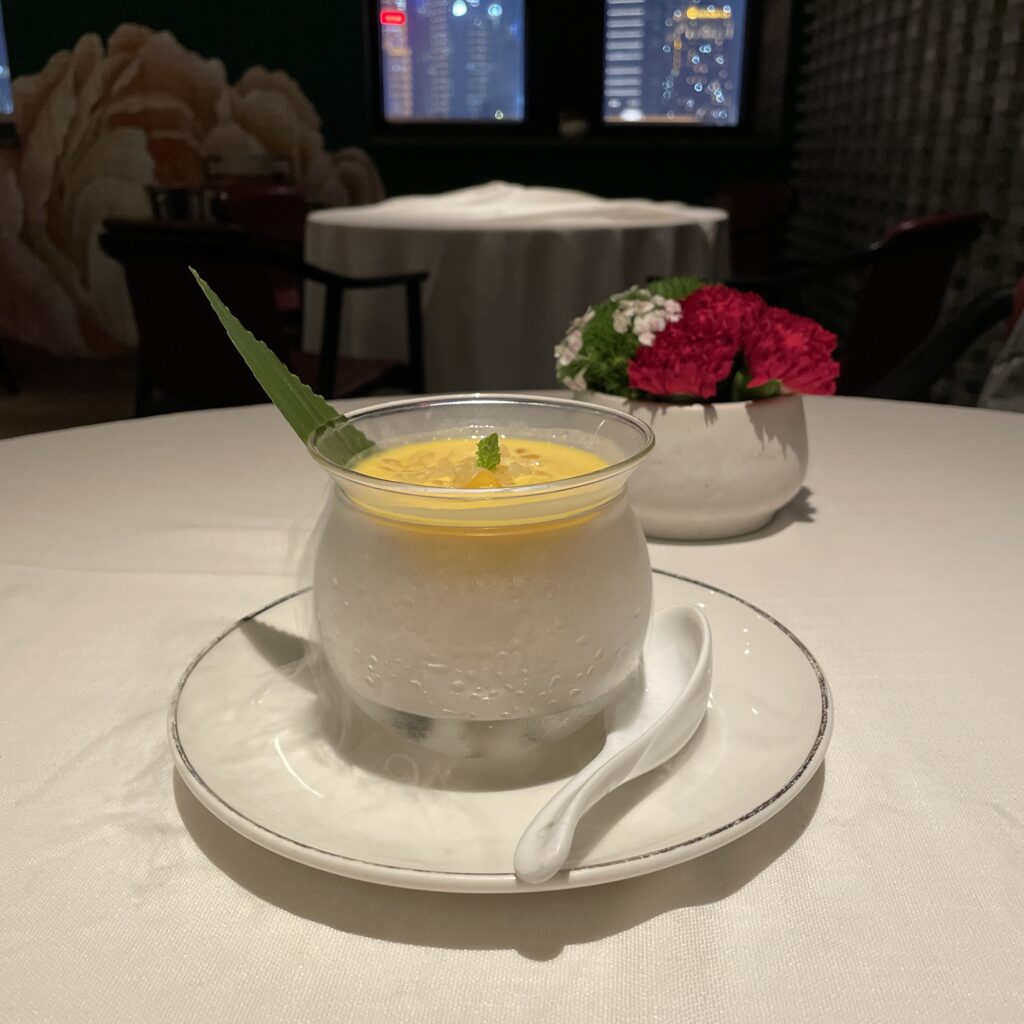 Sago and mango dessert served at Canton Table to end a Michelin-starred meal on a sweet note