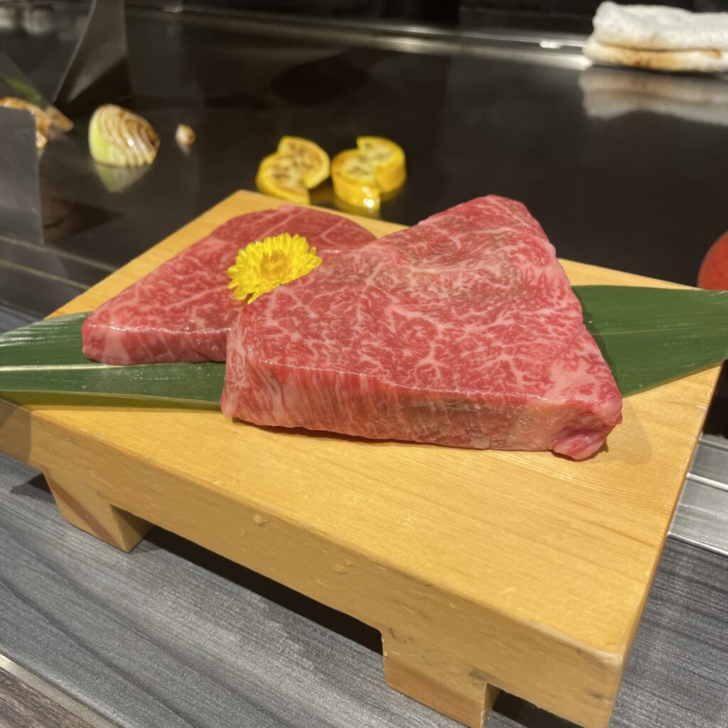 Close-up of perfectly marbled Kobe beef steak