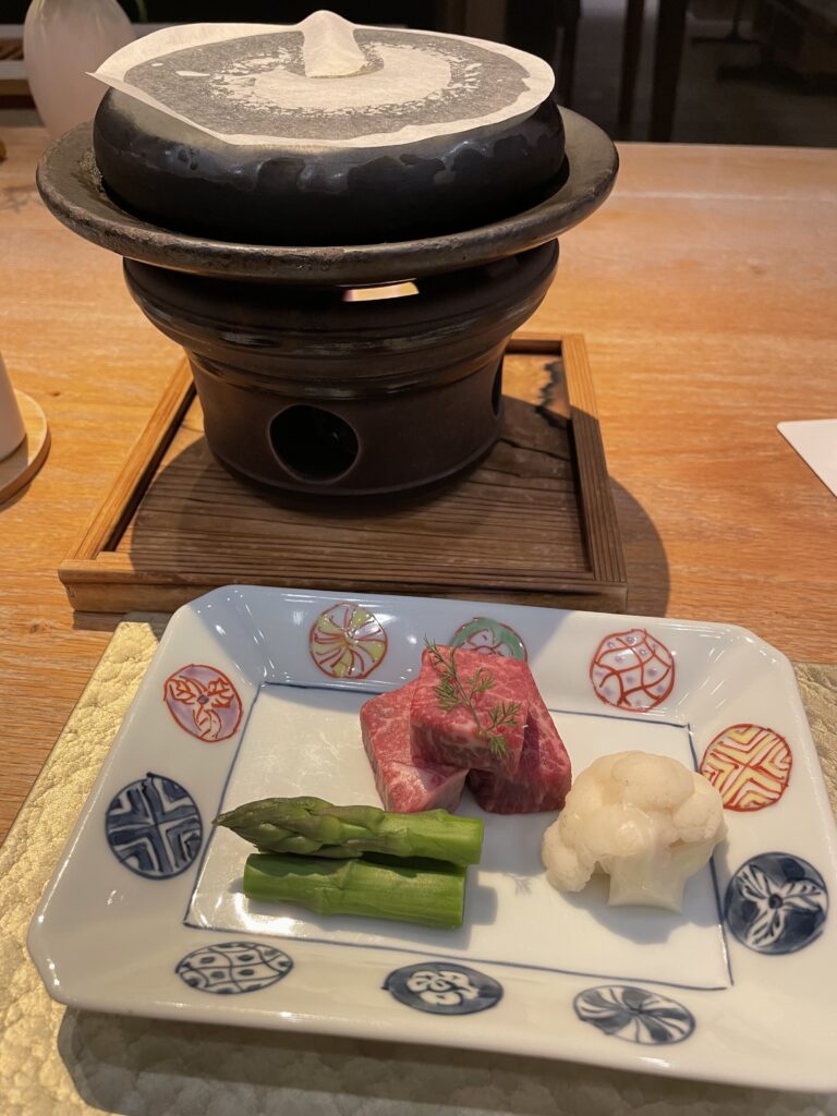 Artfully arranged kaiseki cuisine featuring wagyu at Hakone Gora Byakudan