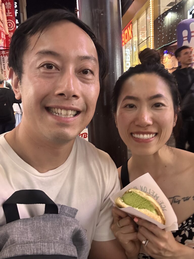 Sweet and fluffy melon pan freshly baked on the streets of Dotonbori, Osaka