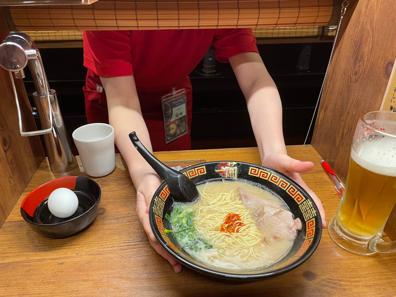 Having a customised bowl of ramen at the famous Ichiran in Kyoto, Japan